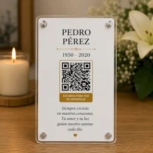 PLACA CONMEMORATIVA QR EN ACRÍLICO